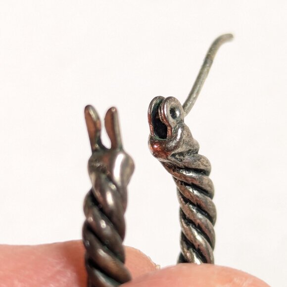 Small chunky silver plated hoop earrings with large crystal dangles - Picture 5 of 6